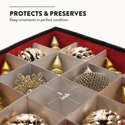 Zober Ornament Storage Box, Holds 128 3-Inch Ornaments, Red