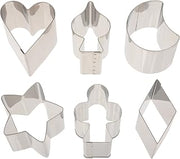 Ateco Plain Edge Large Fancy Shapes Cutters, 3" high, Stainless Steel, 6 Pc Set