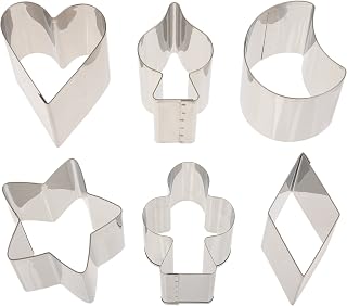 Ateco Plain Edge Large Fancy Shapes Cutters, 3" high, Stainless Steel, 6 Pc Set