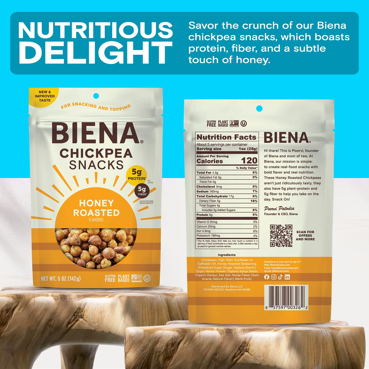 BIENA Honey Roasted / 4 Pack / Brown Vegetable
