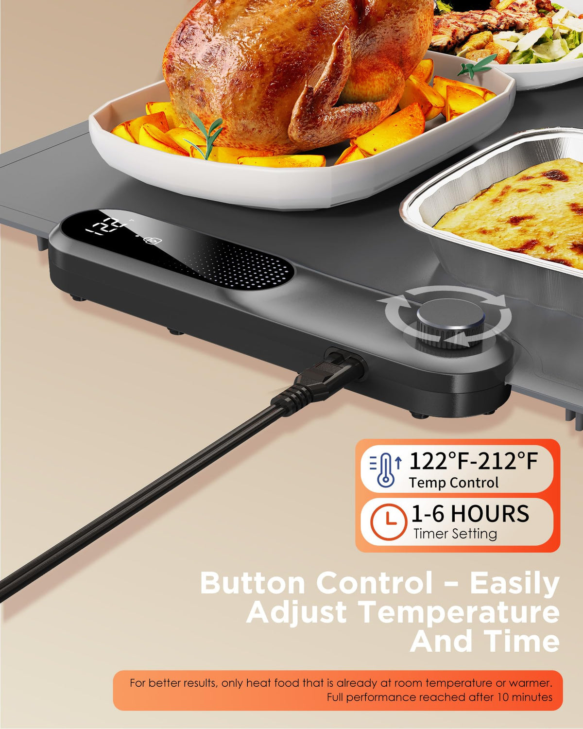 FEPPO Food Warming Mat, Silicone Electric Tray, 35x16 Inch Gray