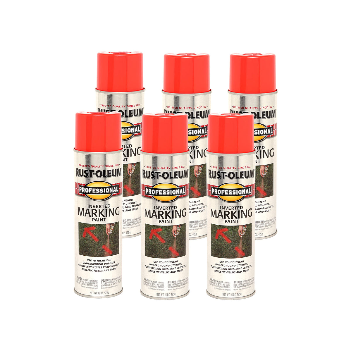 Rust-Oleum 15 Ounce (Pack of 6) / Fluorescent Red/Orange / 1 Spray Paint