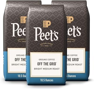 Peet's Coffee Medium Roast Ground Coffee, 100% Arabica-Coffee - Off the Grid Blend 10.5 Ounce Bag (Pack of 3)