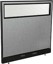 Global Industrial 48-1/4"W x 46" H Electric Office Partition Panel with Partial Window, Gray