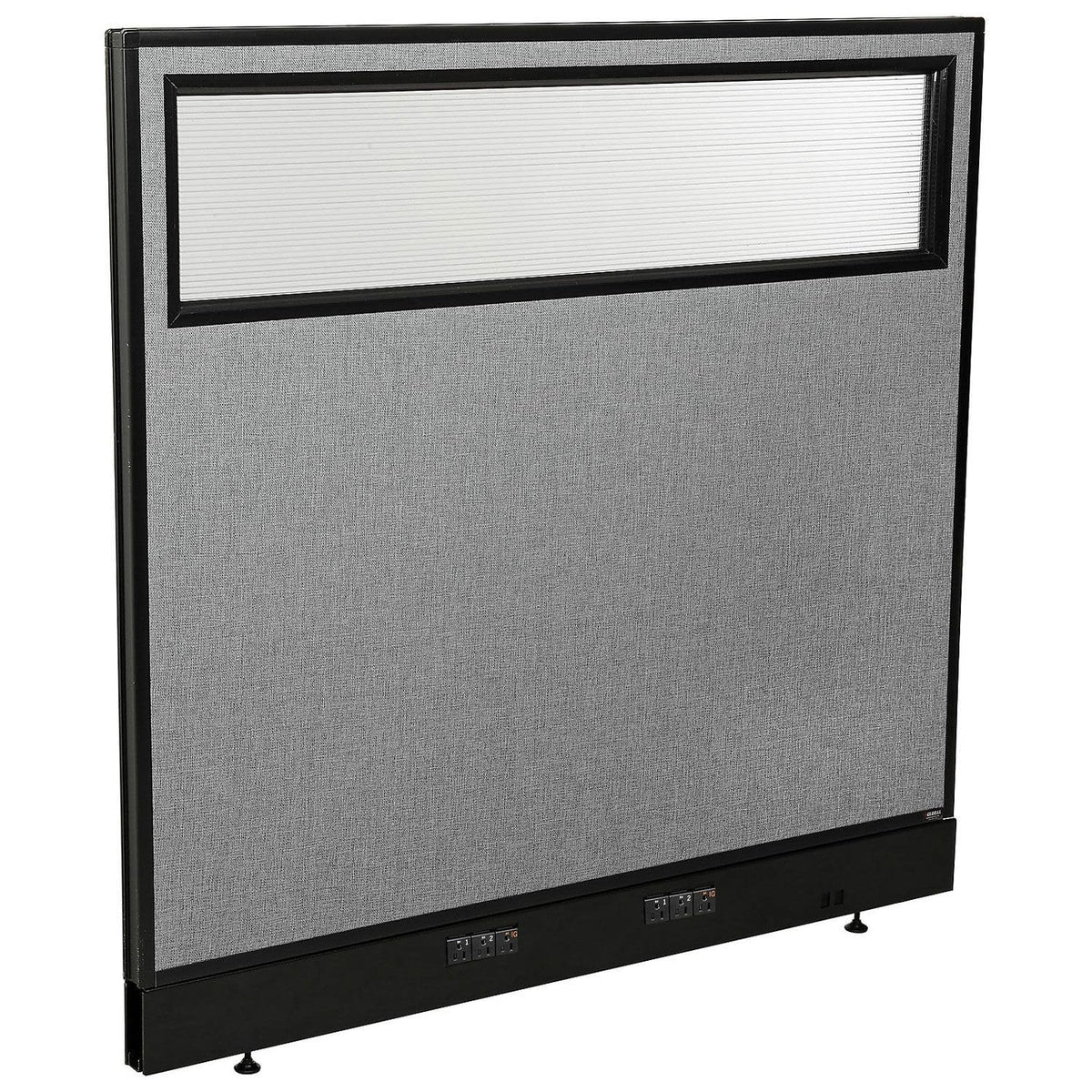 48-1/4"W x 46" H Electric Office Partition Panel with Partial Window by Global Industrial – Alloy Steel, Grey, Model 694755WEGY