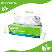 Pop-Up Foil Sheets by Responsible Products – 12" x 10.75", Aluminum, Silver, Pack of 3000, Model RP-APOP01-3000