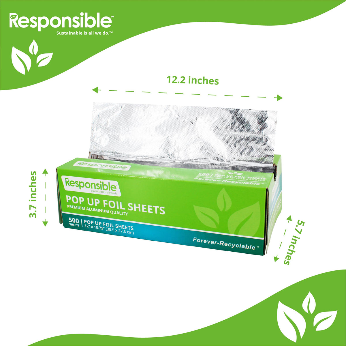 Responsible Products 500 / 12" x 10.75" / Silver Aluminum Foil