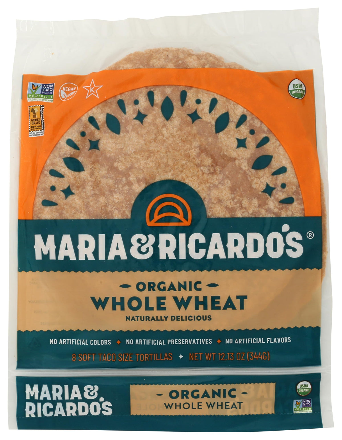 TORTILLAS WHOLE WHEAT 8CT OG by MARIA & RICARDOS – 12.13 OZ