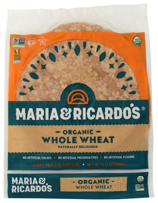 TORTILLAS WHOLE WHEAT 8CT OG by MARIA & RICARDOS – 12.13 OZ