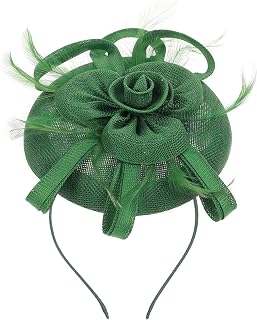 Floral Bow Hairband and Clip Set, Green Linen-like Material, Decorative Wedding and Party Hair Accessory for Women