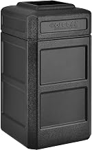 Global Industrial 42 Gallon Square Waste Receptacle W/Flat Lid, Plastic, Black