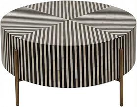 Starlight Canyon Home Small Coffee Table with Camel B1 Resin Top, Iron Legs, Semi-Gloss MDF Frame, Art Deco Design, Contemporary Accent Table