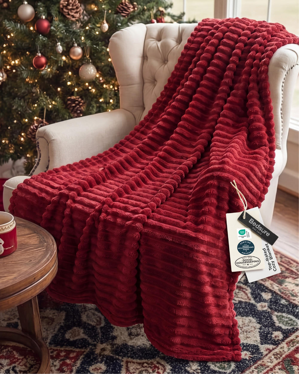 Bedsure Fleece Throw Blanket, Soft Microfiber, Red 50x60