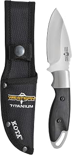 Camillus Western Kota Durable Rust&Corrosion-Resistant 420 Stainless Steel Hunting Hiking Fishing Full Tang Fixed Blade Knife with Protective Sheath