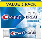 Crest Toothpaste Clean Breath Smooth Mint 3.3oz Pack of 3 – Neutralizes Bad Breath, Antibacterial Protection, Fights Cavities, Freshens Breath, Gently Whitens