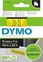 DYMO Authentic D1 Labels Black Print on Yellow Tape 12 mm x 7 m Self-Adhesive Labels for LabelManager Label Makers Made in Europe