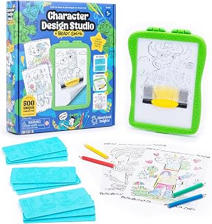 Educational Insights Character Design Studio with Brady Smith - Imaginative Stencil Art Kits for Kids, Mix and Match Rubbing Plates, Kids Drawing Supplies, DIY Craft Sets for 6 Year Olds