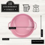 Daisy Round Baker by 10 Strawberry Street – 88 oz, 88.0 fluid_ounces, Stoneware, Pink, Model DS-PFL-40-63-004