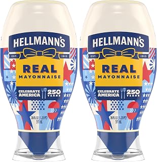 HELLMANN'S Real Mayonnaise Real Mayo Squeeze Bottle For a Rich Creamy Condiment Gluten Free, Made With Cage-Free Eggs 20 oz (Pack of 2)