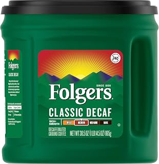 Folgers Classic Decaf Medium Roast Ground Coffee, 30.5 Ounces (Pack of 6)
