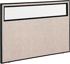 Global Industrial Office Partition Panel with Partial Window, 60-1/4"W x 42"H, Tan