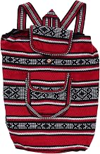 Oland Aztec Large Falsa Beach Bag, Red, 80% Cotton, Backpack Convertible with Storage Compartments