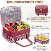 Bagsprite Double Layer Casserole Carrier, Fits 9 x 13 Inch Dishes, Cranberry