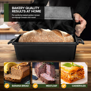 Cast Iron Bread Pan with Lid 9x5 Inch by Modern Innovations – 9x5 inches, 3.4 quarts, Cast Iron, Black