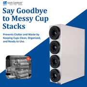 Sentry Cup Dispenser Cabinet with 4 Tiers for Restaurants by San Jamar – 4 Tiers, Stainless Steel, Silver, Model C2854
