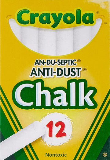 Chalk 12ct by Crayola – 12 Count (Pack of 1), Gypsum, White, Model 50-1402