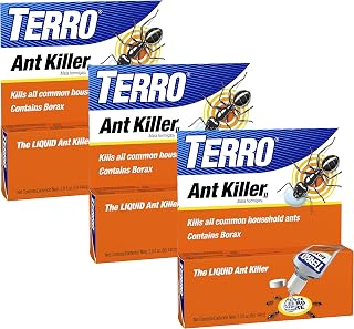 TERRO Liquid Ant Killer 3-Pack Indoor Ant Baits with Borax - Kills Common Household Ants Including Ghost, Sugar, and Black Ants - Fast-Acting Pest Control, T200-3SR