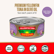 Genova Yellowfin Tuna in Garlic and Tuscan Herb / 5 Ounce (Pack of 12) / 12 Tuna Fish