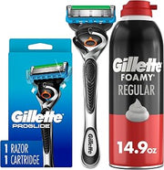 ProGlide Razor for Men, Handle + 1 Blade Refill + Gillette Foamy Classic Shave Foam for Men, Protection Against Shaving Irritation, Quick and Smooth Shave, shaving cream, 14.9 Oz