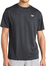 Reebok Men's Small Logo Short Sleeve Crewneck T-Shirt, Standard Fit, Breathable Lightweight Stretch Knit Fabric