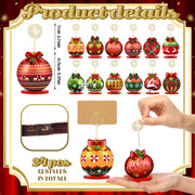 Yookeer Wood Place Card Holders, 24 Sets with Kraft Cards, Multicolor Christmas Designs