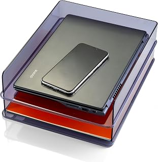 Officemate Stackable Letter Trays made from Recycled Bottles, Translucent Gray, 2 Pack (21040)