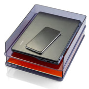 Stackable Letter Trays made from Recycled Bottles by Officemate – Plastic, Smoke, Model 21040