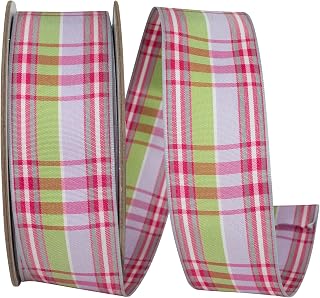 Reliant Ribbon Primrose Lavender Plaid Wired Edge Ribbon