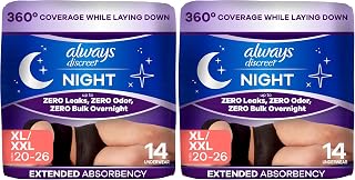 Discreet Night by Always – 14 Count (Pack of 2), Polypropylene, Black, Pack of 2