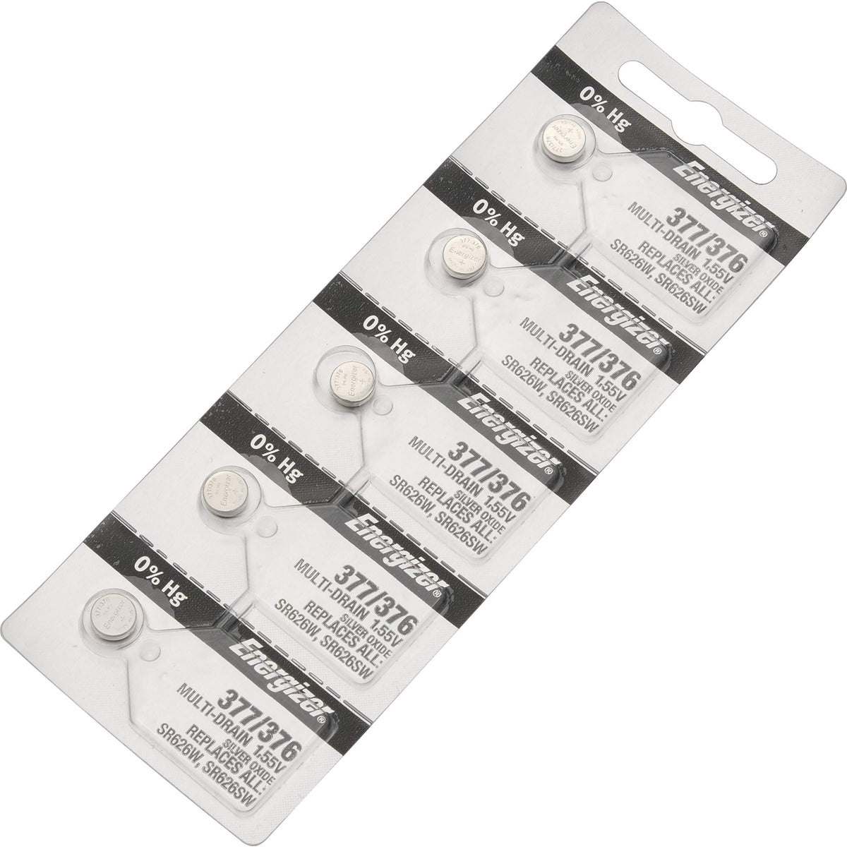 377/376 Watch Batteries (Pack of 5) by Energizer – 5 Count (Pack of 1), Pack of 5, Model 6/377EN