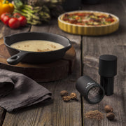 Manual Spice Mill - Cinnamon Grinder and Nutmeg Grater (Black) by Microplane – 2x2x8.1 Inch (Pack of 1), Stainless Steel, Black, Model 48060