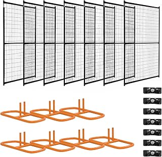FenceScreen Black-Coated Welded Wire Temporary Fence Panel Kit – Includes Base Stand and Clamps – Easily Movable & Portable Fencing System (6ft x 50ft)