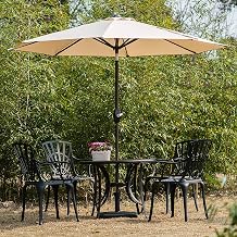 Fiberbuilt 7.5' Hex Garden Patio Umbrella 6 Rib Push Up Champagne Bronze with Beige Vinyl Coated Weave Canopy