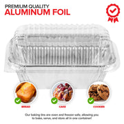 Disposable Aluminum Mini Loaf Pans with Lids by Stock Your Home – 50 Pack, 1.0 pounds, Foil, Silver, Pack of 50