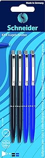 Schneider Pen, K 15 M (Medium), Blister Pack of 4, (2) Black & (2) Blue (73089)