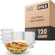 Stock Your Home 64 oz Clear Plastic Salad Bowls with Lids Disposable 120 Pack, Extra Large Takeout Containers for Fruit Salads Meal Prep and Parties