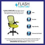 Porter Mesh High Back Ergonomic Swivel Office Chair with Lumbar Support by Flash Furniture – Set of 1, Polyester, Plywood, Plastic, Metal, Mesh, Foam, Model HL-0016-1-BK-GN-GG