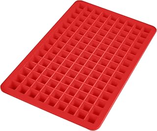 Tovolo Mini Ice Cube Tray with Lid Small Tiny Ice Maker for Freezer, Silicone Mini Ice Cube Tray Small Square Nugget Ice Makes 135 Tiny Cubes BPA Free Stackable Dishwasher Safe Candy Apple Red Trays