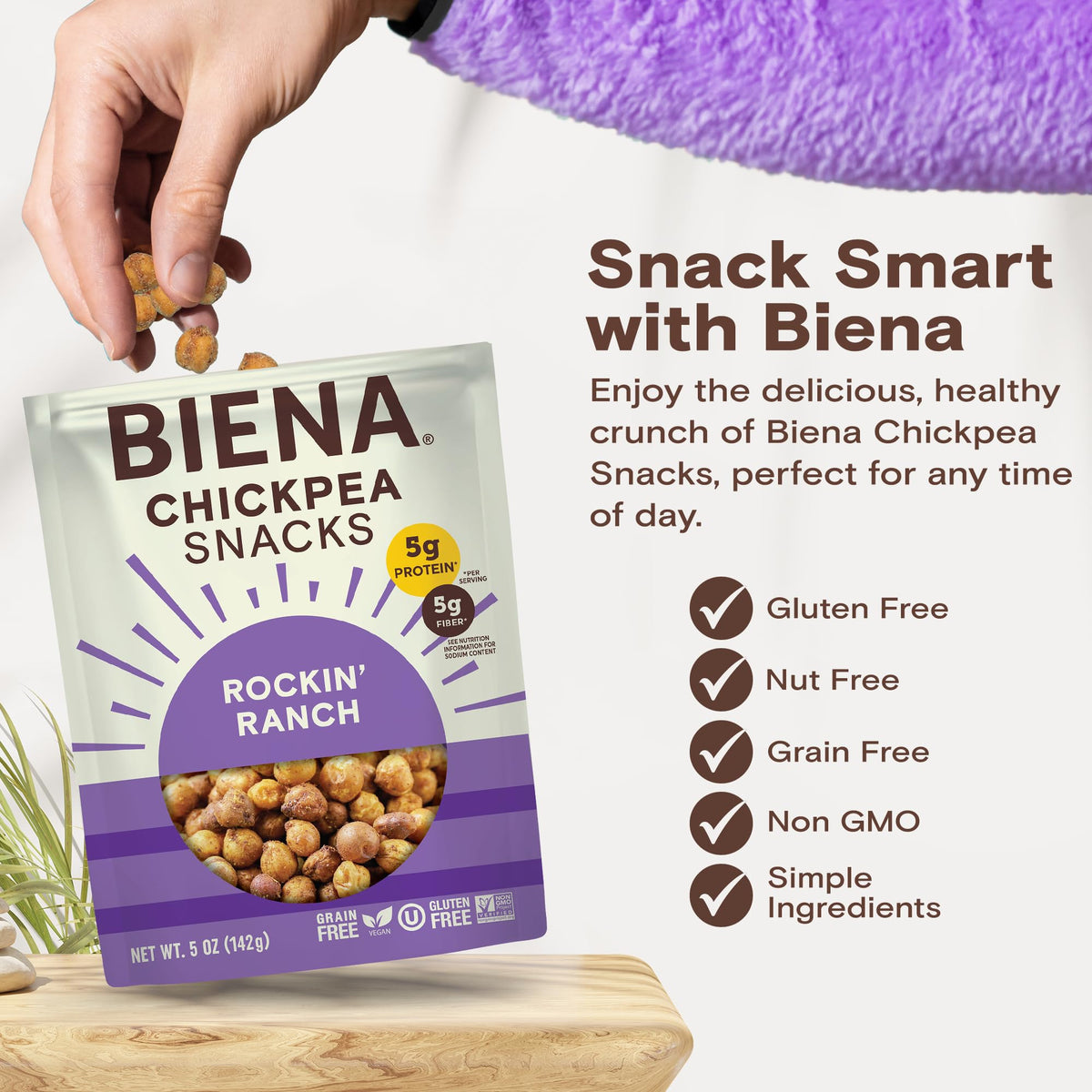 Chickpea Snacks - Crunchy Roasted Chickpeas - High Fiber Vegan Protein Snacks for Adults and Kids - 8-Pack by BIENA – 8 Pack, White, Pack of 8, Model ASINPPOSPRME37126