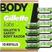 Gillette Labs Body + Intimate Razor Blades for Men, Anti-ingrown bar, 10 Blade Refills